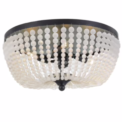 Rylee 4-Light 18" Ceiling Light in Matte Black with Frosted Glass Beads Crystals