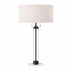 Sasha 2-Light Table Lamp in Matte Black with White Linin