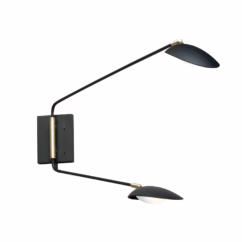 Scan 19.75" LED 2-Light Pin-Up Wall Sconce in Black/Satin Brass