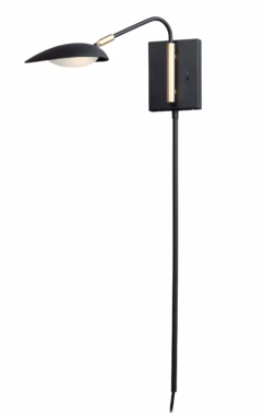 Scan 7.75" LED 1-Light Pin-Up Wall Sconce in Black/Satin Brass