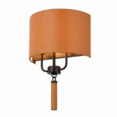 Secret Agent 2-Light Wall Sconce in Black with Camel Leather