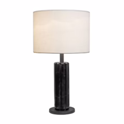 Sentu 1-Light Table Lamp in Matte Black with Black Marble