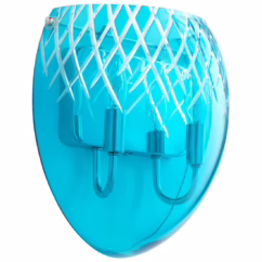 Spheroid 11.75" Blue Etched Glass Wall Sconce in Chrome