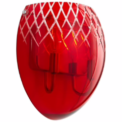 Spheroid 11.75" Red Etched Glass Wall Sconce in Chrome