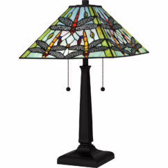 Tiffany 2-Light Table Lamp in Matte Black