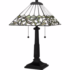 Tiffany 2-Light Table Lamp in Matte Black