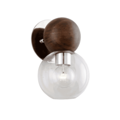 Troy Arlo Wall Sconce in Polished Ss and Natural Acacia - B7671