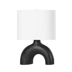 Valhalla 1-Light Table Lamp in Aged Brass With Earth Charcoal Ceramic