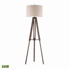 Wooden Brace 1-Light LED Floor Lamp in Walnut