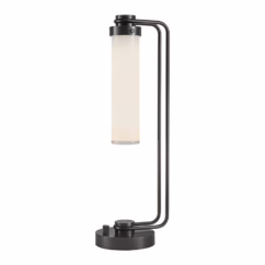 Wynwood 1-Light Table Lamp in Urban Bronze with Glossy Opal Glass