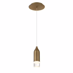 Action 1-Light LED Pendant in Aged Brass