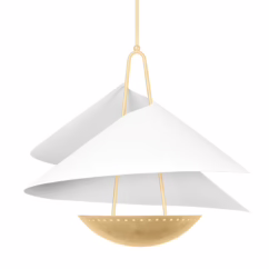Carini 4-Light Pendant in Vintage Gold Leaf with Gesso White