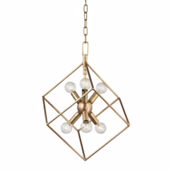 Roundout 6-Light 21" Pendant Light in Aged Brass