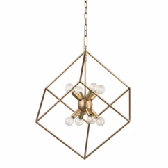 Roundout 8-Light 28" Pendant Light in Aged Brass