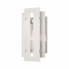 Brushed Nickels One Light Outdoor Wall Lantern from the Utrecht Collection