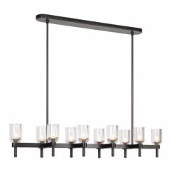Clear Crystal Urban Bronze Ten Light Linear Pendant from the Lucian Collection