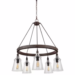 Dark Weathered Iron Five Light Chandelier from the Loras Collection