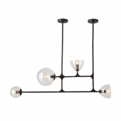 Dillon 4-Light Linear Chandelier in English Bronze with Smoke
