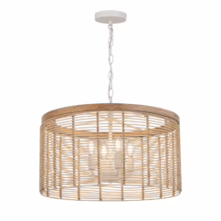 Ecru Four Light Pendant from the Vannerie Collection