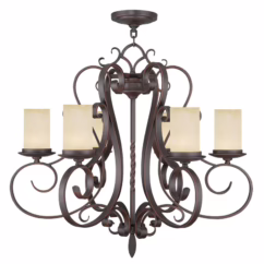 Hand Applied Imperial Bronze Six Light Chandelier from the Millburn Manor Collection