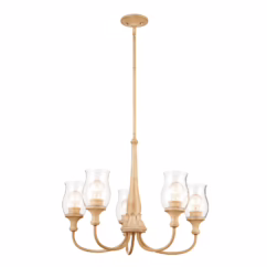 Melis 5-Light Transitional Chandelier in Warm Maple Wood