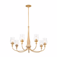 Melis 7-Light Transitional Chandelier in Warm Maple Wood
