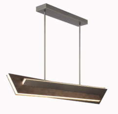 Midnight Iron & Faux Walnut LED Island Pendant from the Interszioni Collection