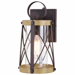 Oxidized Iron and Burnished Elm One Light Outdoor Wall Mount from the Harwood Collection