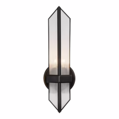 Ribbed Glass Urban Bronze One Light Wall Sconce from the Cairo Collection