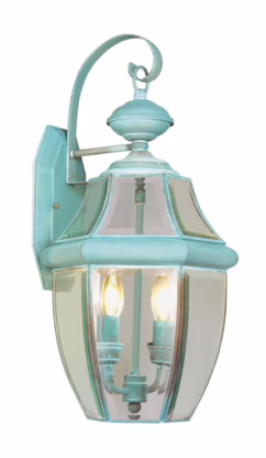 Verdigris Two Light Outdoor Wall Lantern from the Monterey Collection